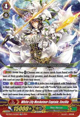 White Lily Musketeer Captain, Cecilia (DZ-PS03/022EN) [DZ-PS03: Premium Deckset “Musketeer”]