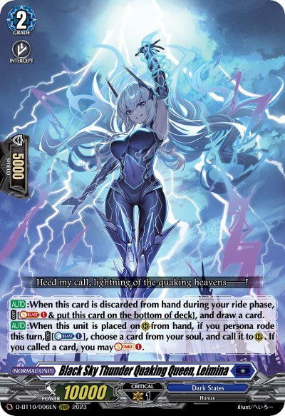 Black Sky Thunder Quaking Queen, Leimina (D-BT10/006EN) [Dragon Masquerade]