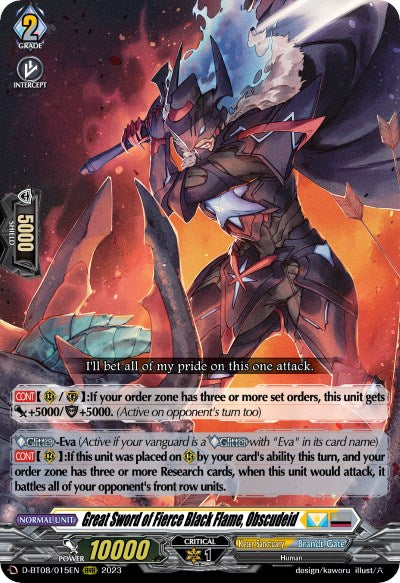 Great Sword of Fierce Black Flame, Obscudeid (D-BT08/015EN) [Minerva Rising]